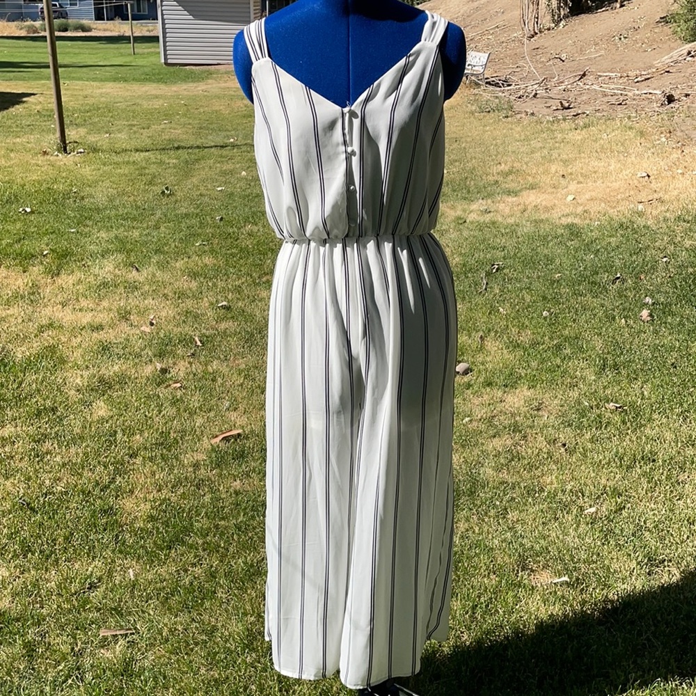 Sienna sky white and black striped romper